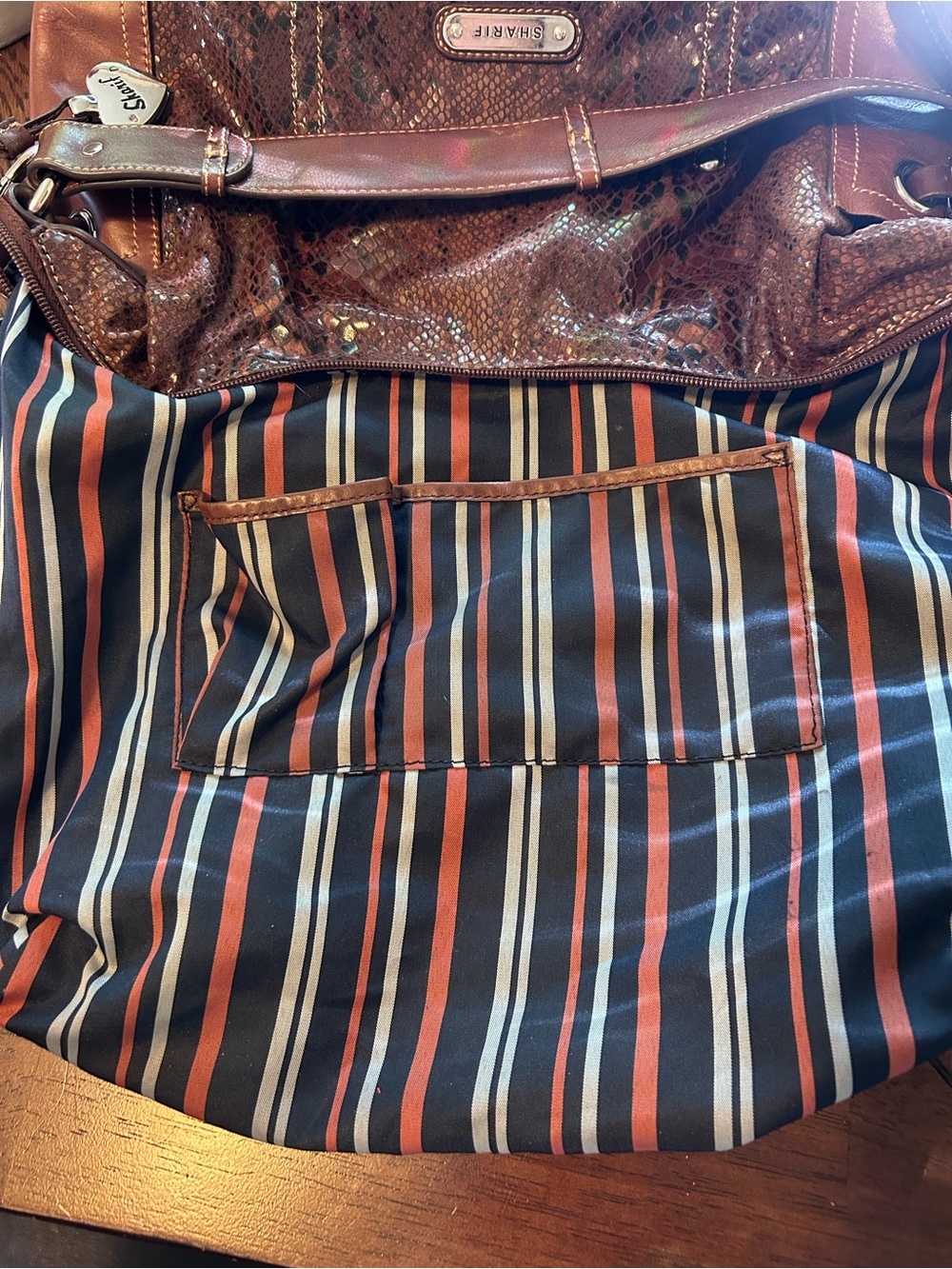 SHARIF Studio Brown Snakeskin Embossed Leather Hobo Shoulder Bag Boho Y2K - Picture 11 of 16